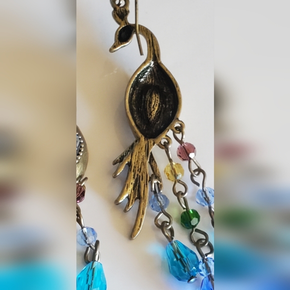 Vtg. Heidi Daus Peacock  Dangle Earrings - Picture 4 of 4